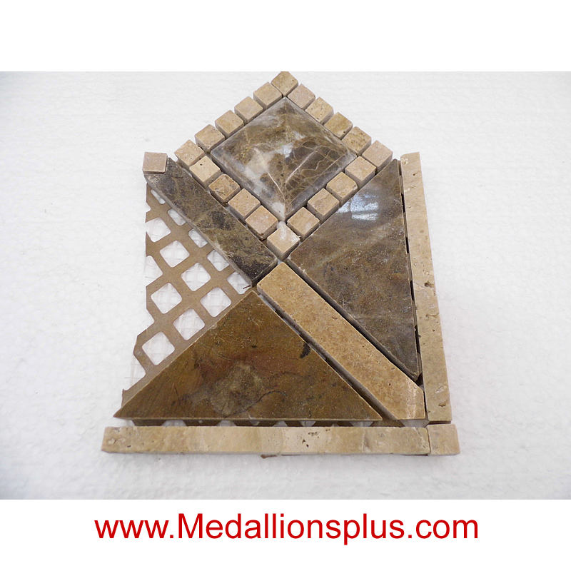 3D Dark Emperador Polished Corner- Tile Border 5" x 12"